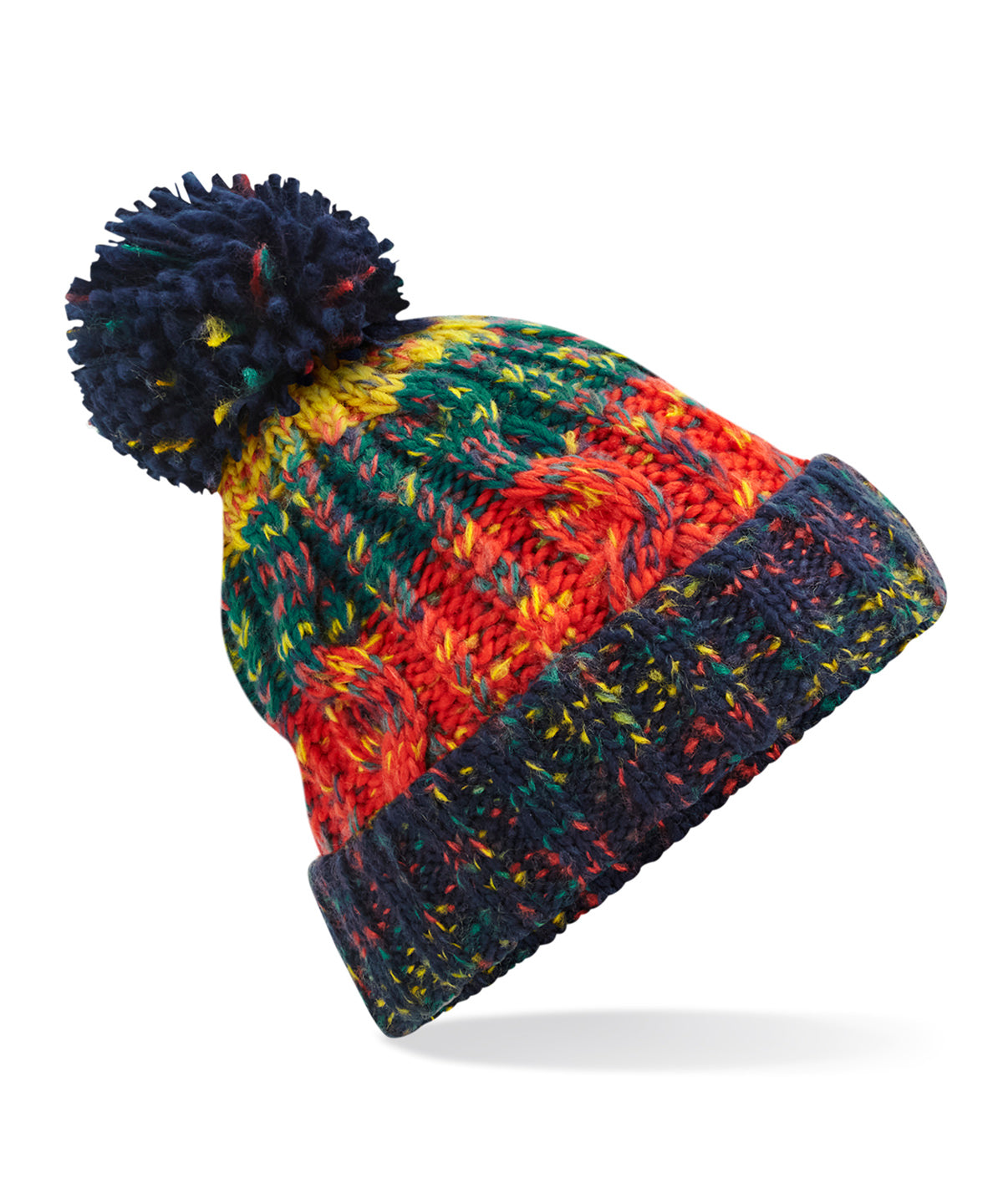 Corkscrew Pom Pom Beanie - One Size Winter Hat with Stylish Knit Design