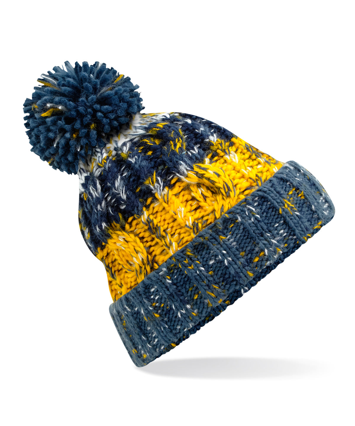 Corkscrew Pom Pom Beanie - One Size Winter Hat with Stylish Knit Design