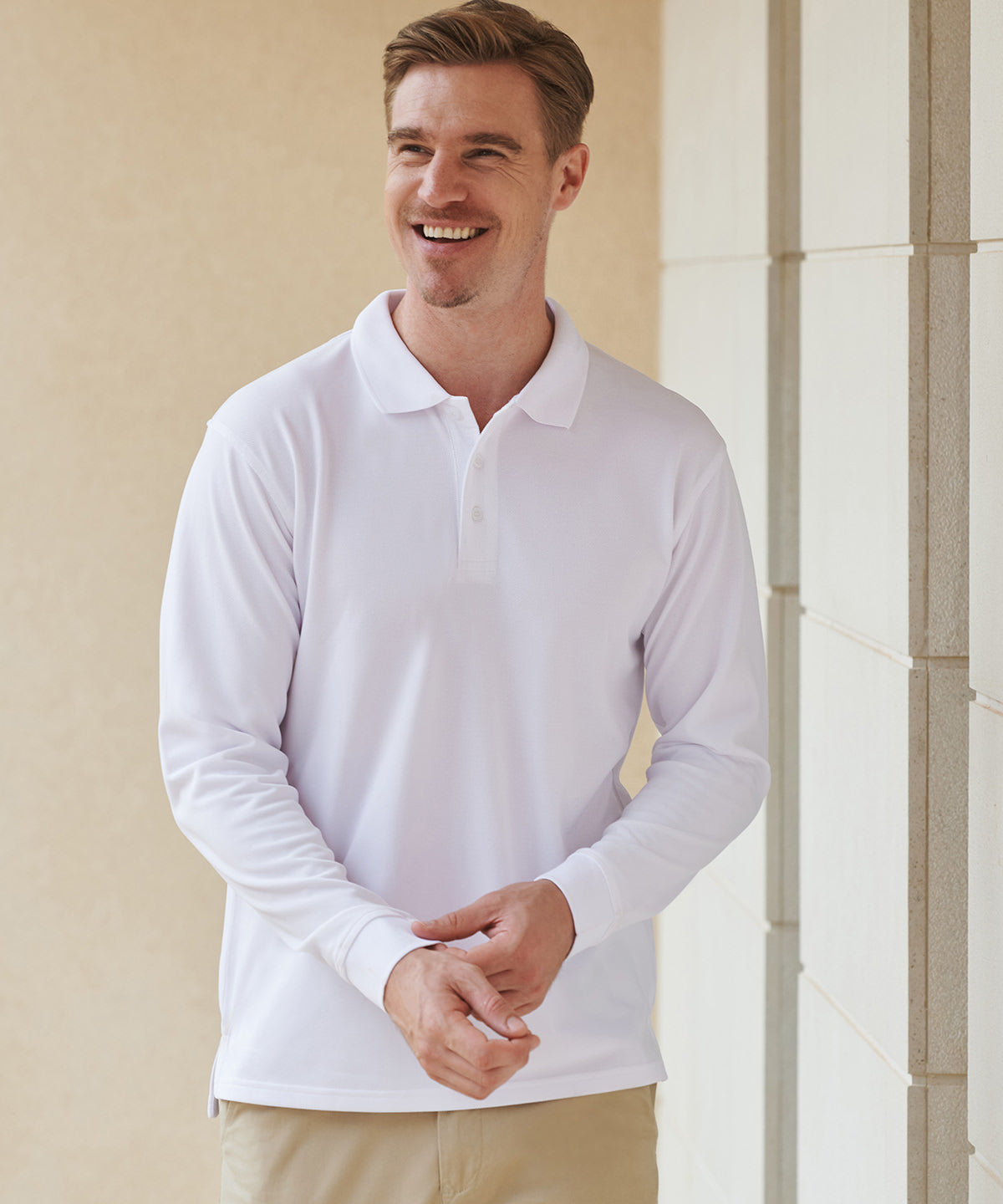 Long sleeve Coolplus® polo shirt - M - White*