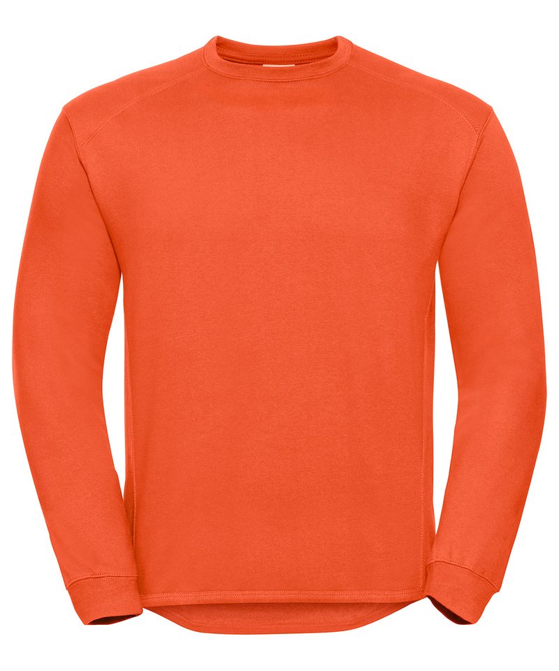 Heavy-duty crew neck sweatshirt available in multiple sizes and colors