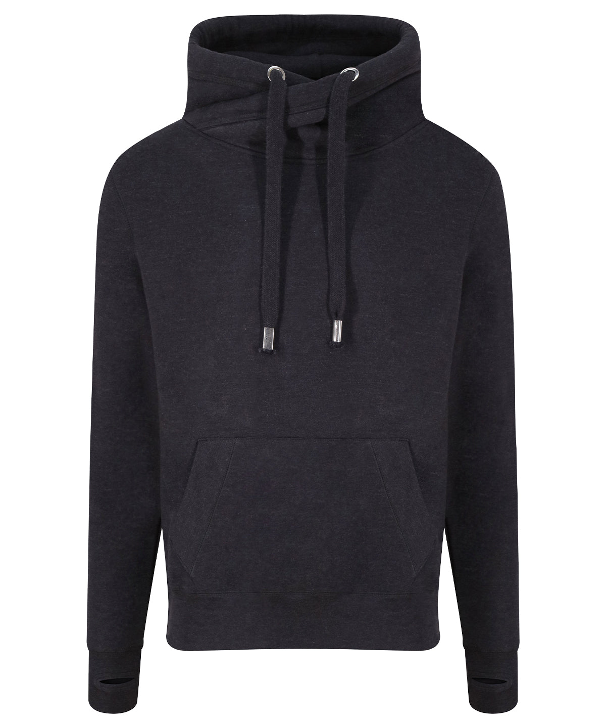 Cross neck hoodie - XL - Black Smoke