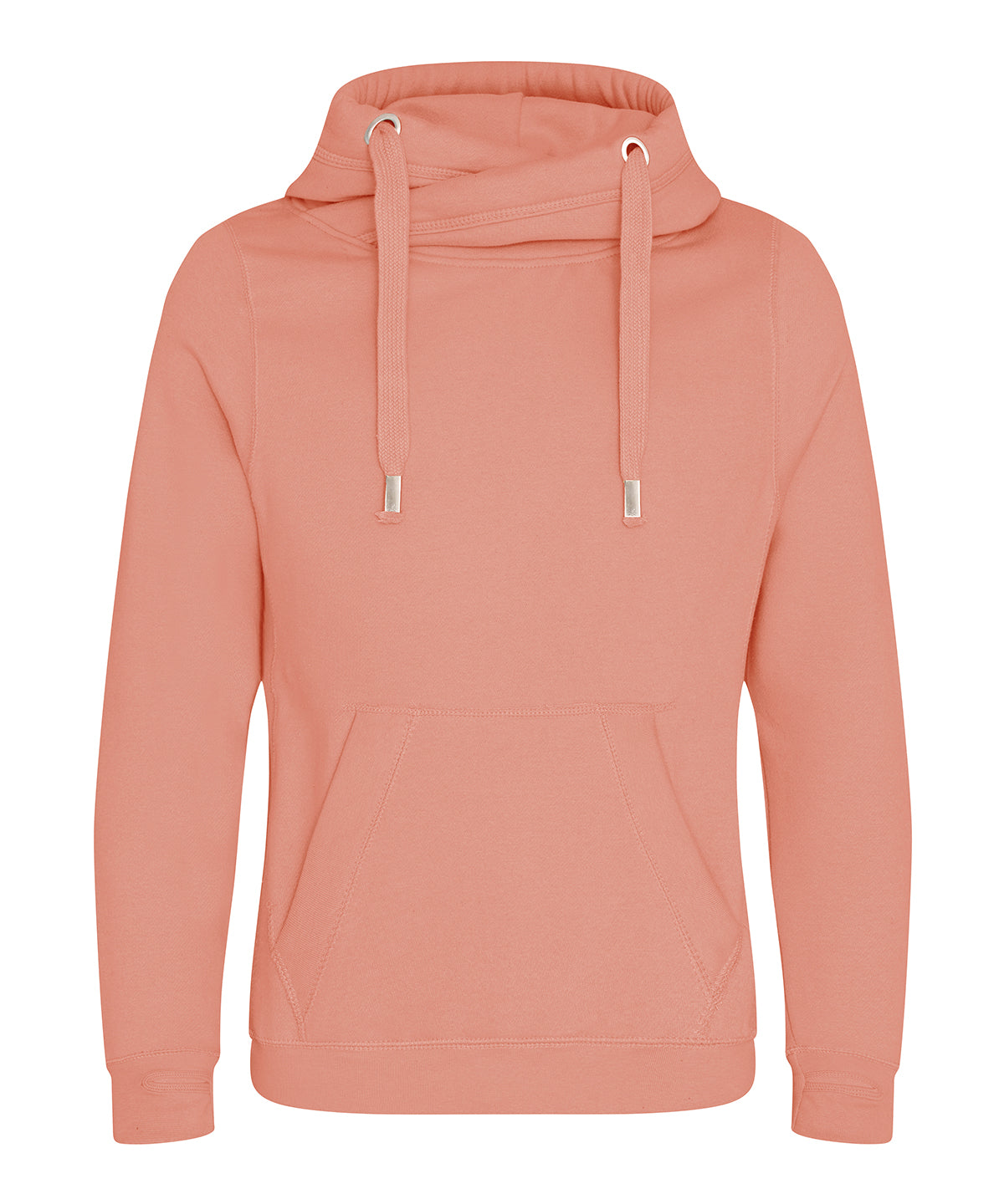 Cross neck hoodie - M - Dusty Pink