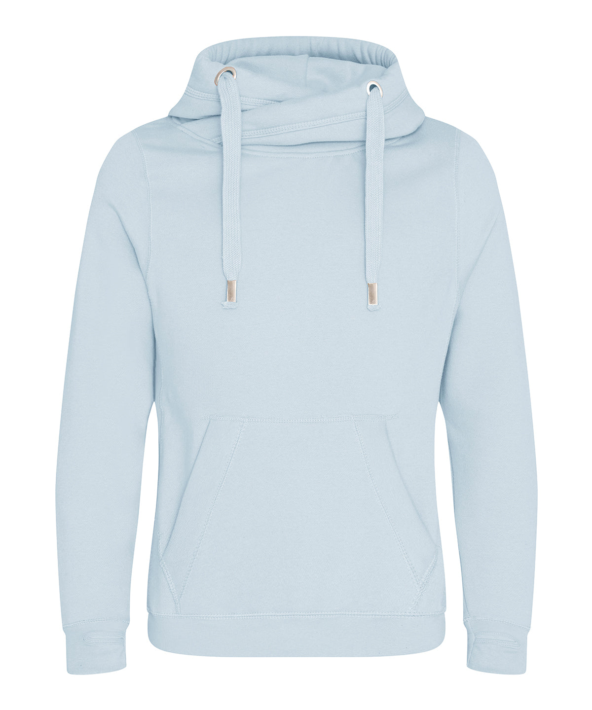 Cross neck hoodie - relaxed fit pullover with crossover neckline, soft brushed fabric