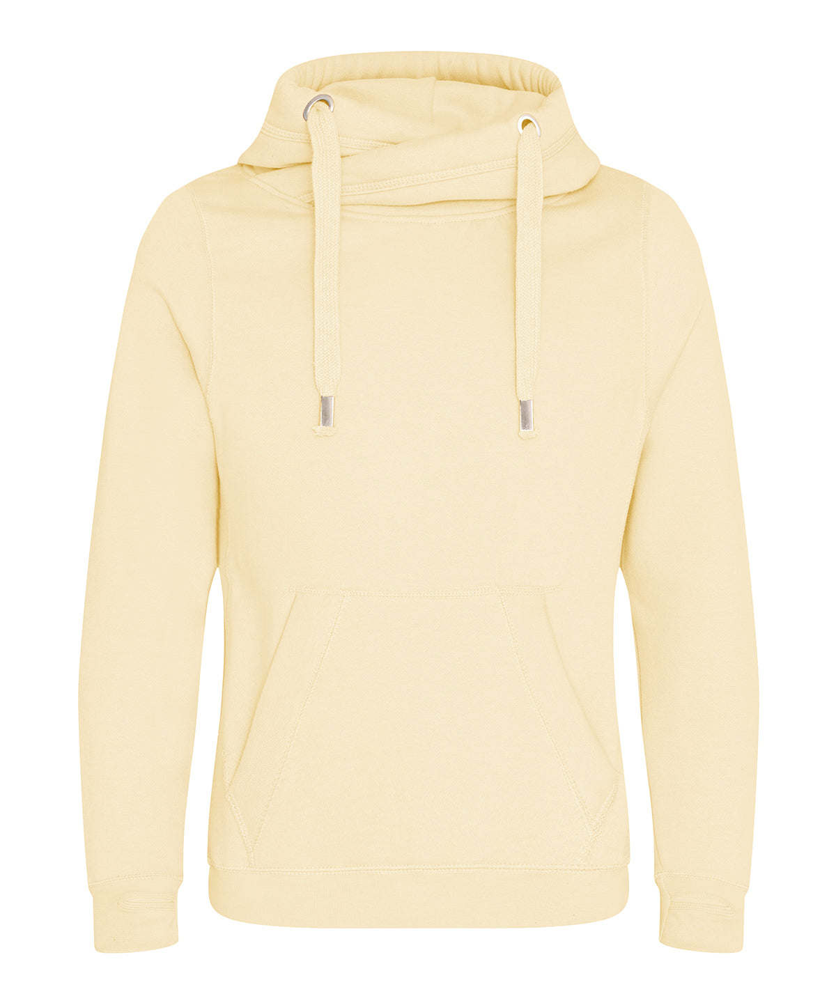 Cross neck hoodie - relaxed fit pullover with crossover neckline, soft brushed fabric