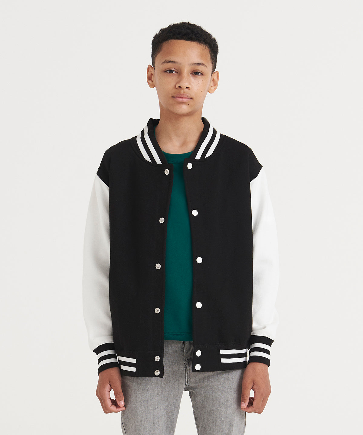 Kids varsity jacket - 5/6 Years - Burgundy/Heather Grey