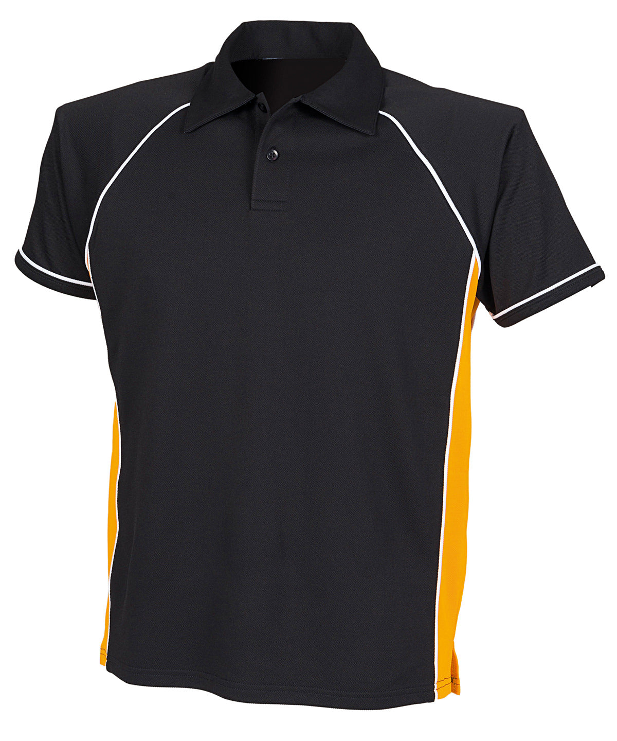 Piped performance polo - 2XL - Black/Amber/White