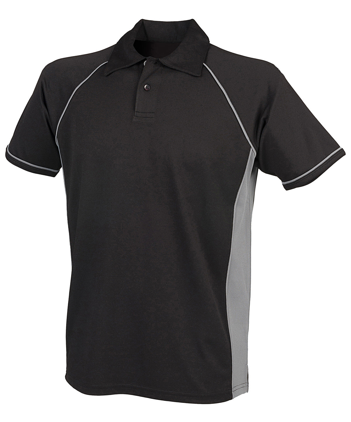 Piped performance polo - 4XL - Black/Gunmetal Grey†