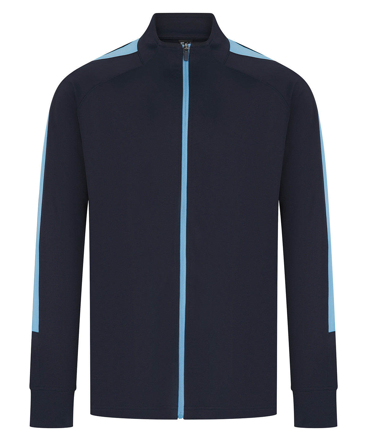Knitted tracksuit top — classic casual sportswear with ribbed trims and zip front