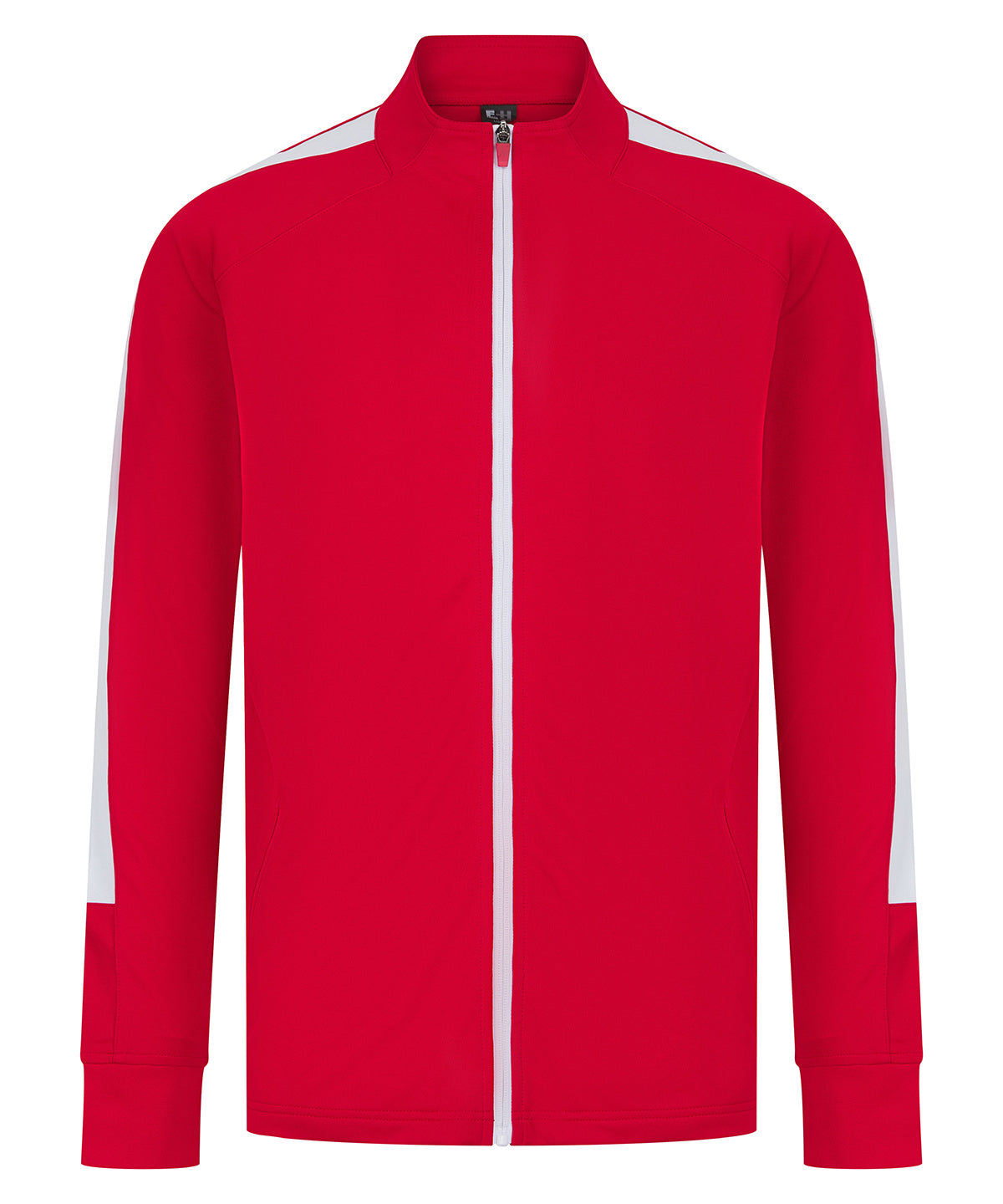 Knitted tracksuit top — classic casual sportswear with ribbed trims and zip front