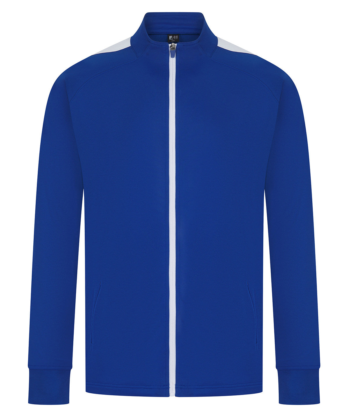 Knitted tracksuit top — classic casual sportswear with ribbed trims and zip front