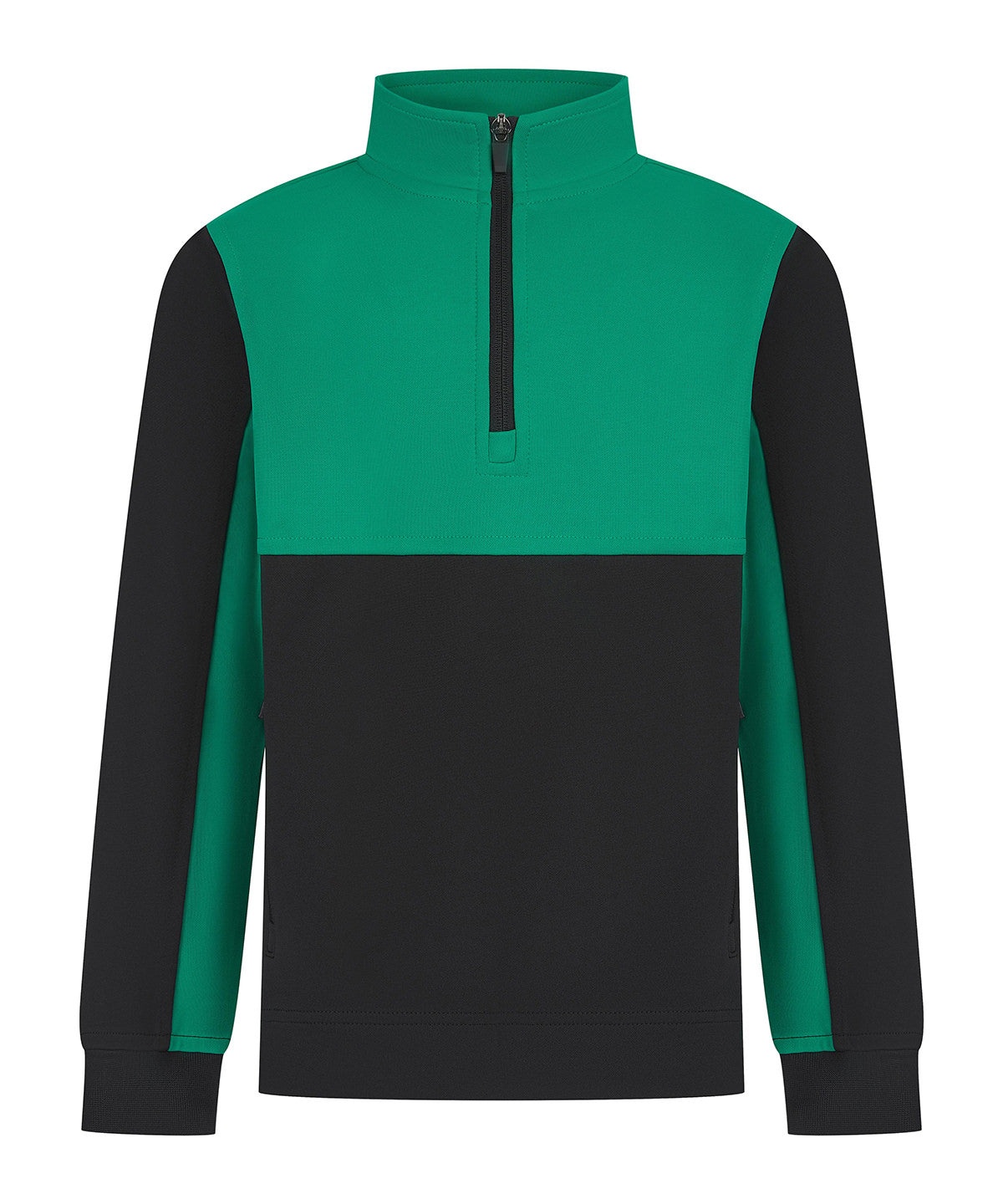 Kids ¼-tracksuit top - 9/10 Years - Black/Emerald