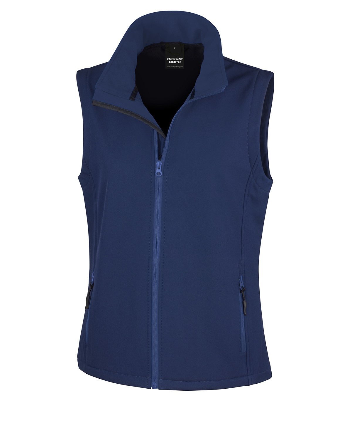 Women's printable softshell bodywarmer with customizable design options in various sizes and colors