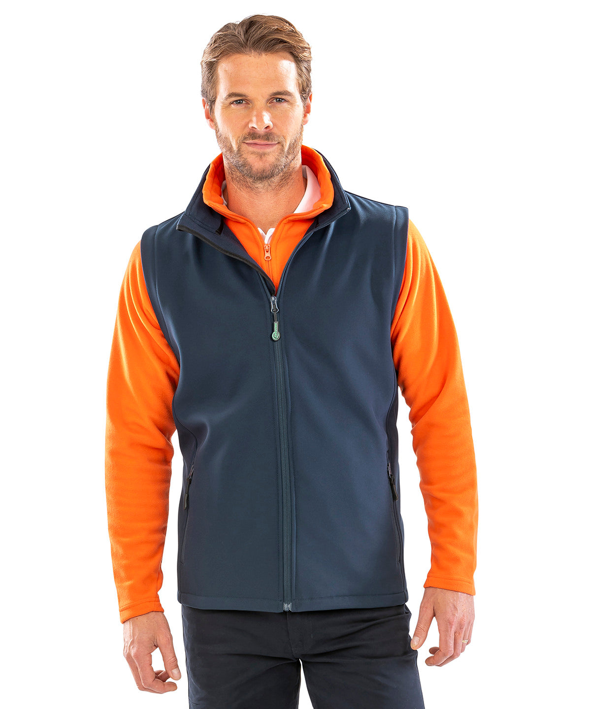 Printable softshell bodywarmer with customizable design options in multiple colors and sizes