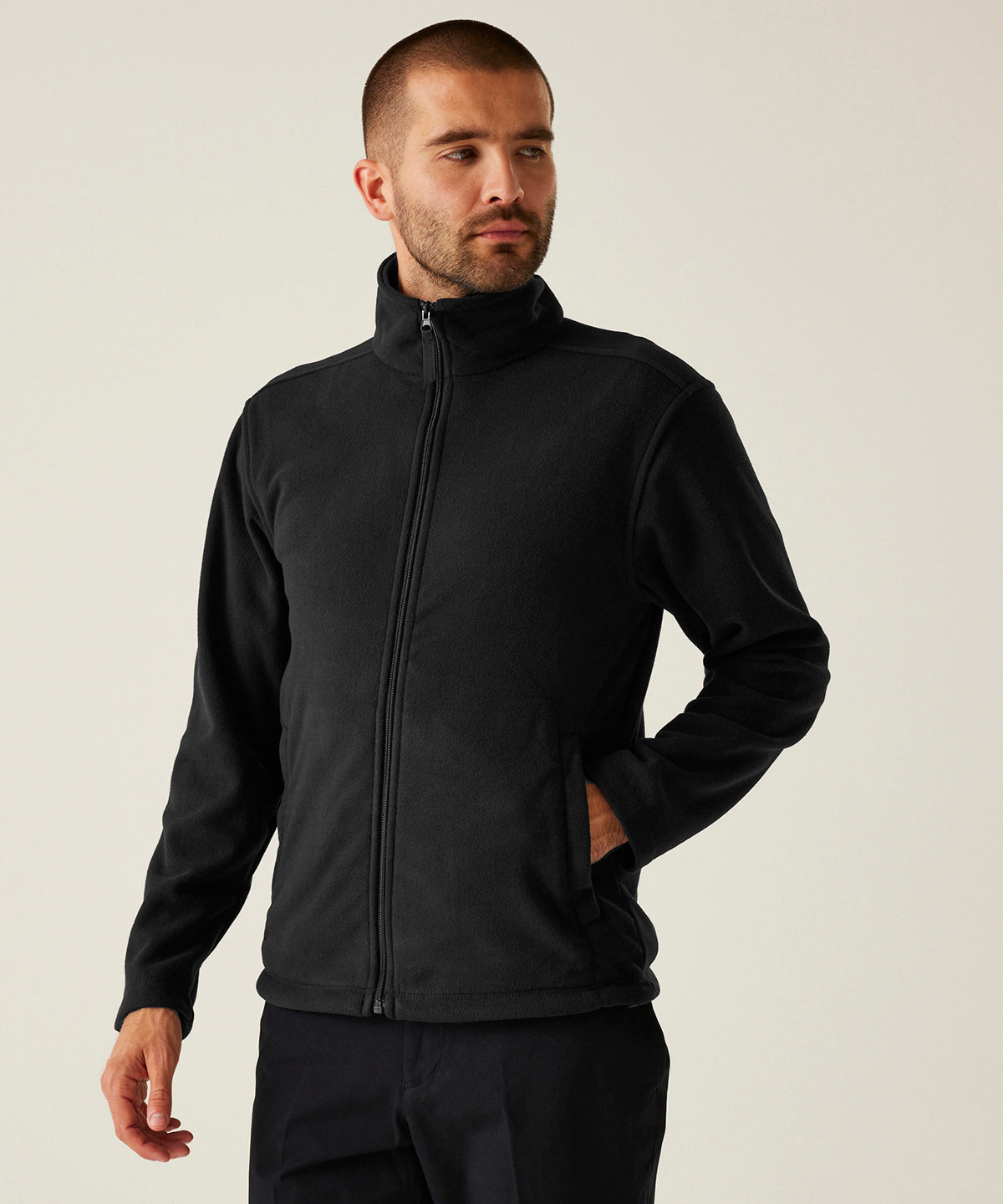 Full-zip microfleece - 3XL - Black