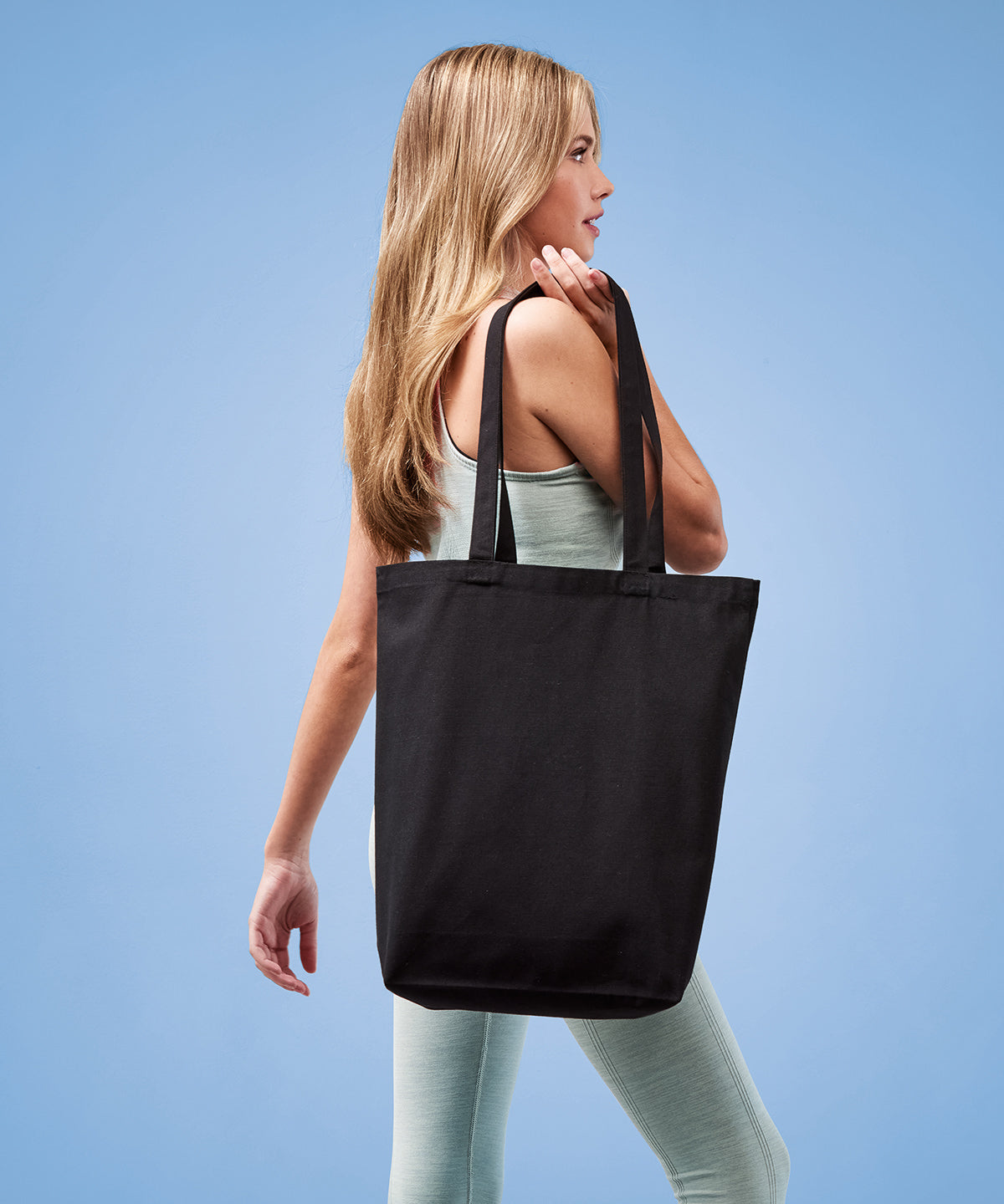Recycled premium canvas ‘flat base’ shopper tote bag for everyday durable use