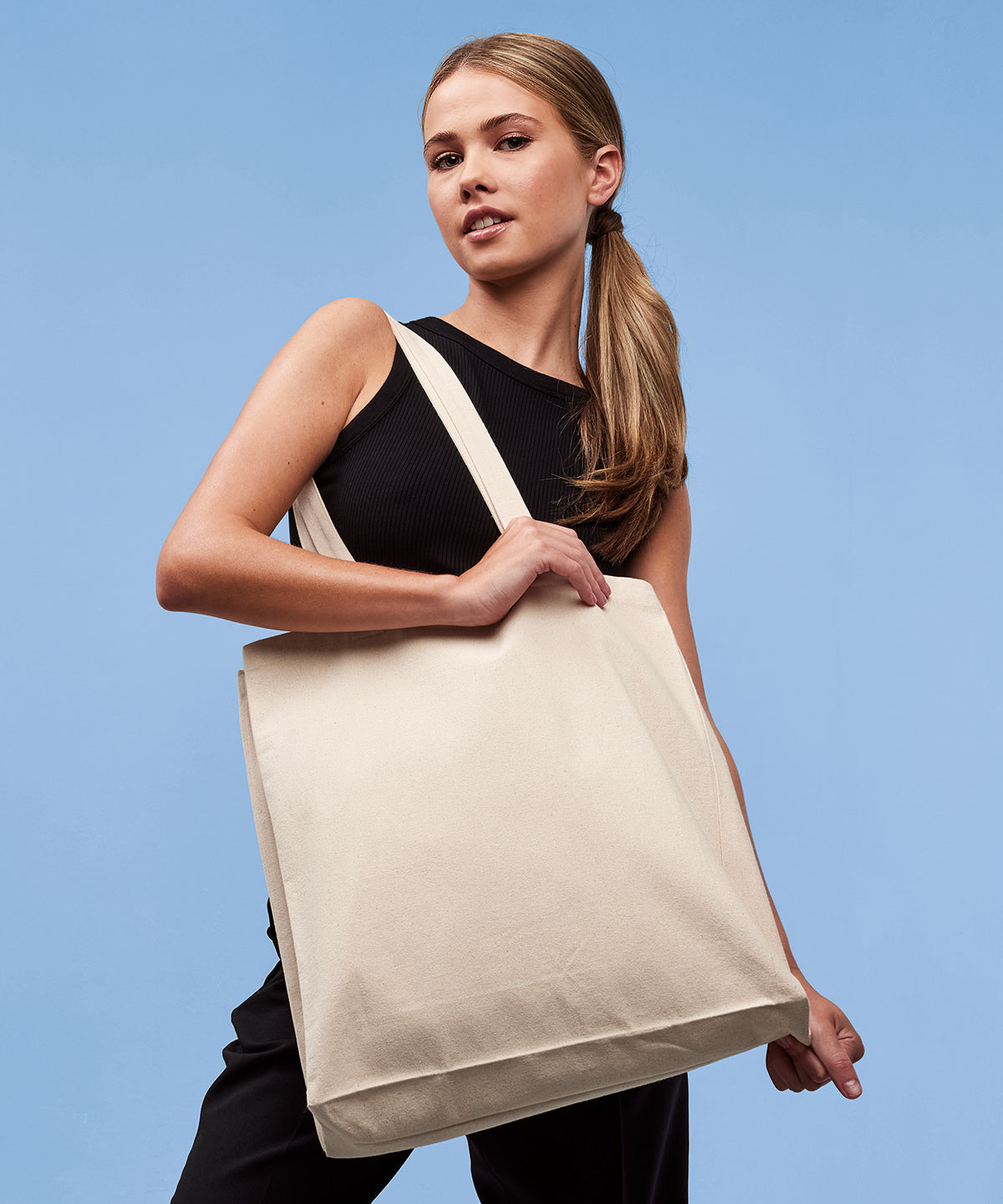 Recycled premium canvas spacious shopper - durable eco-friendly tote bag